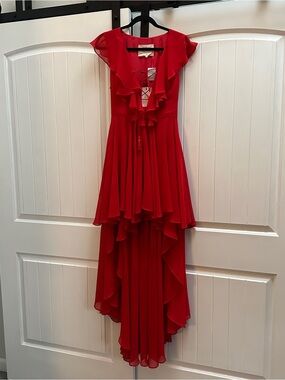 Jetset Diaries x Free People Red Ruffle High-Low Dress
